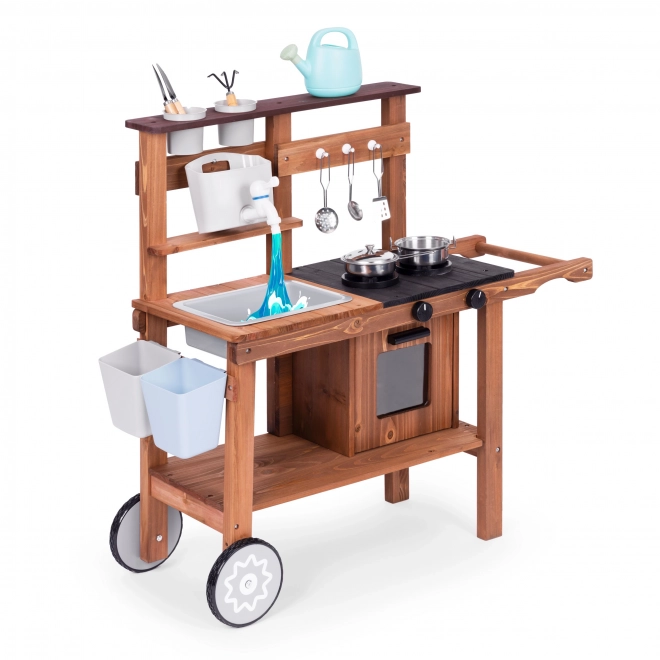 Cucina da giardino per bambini ECOTOYS con accessori in legno di abete