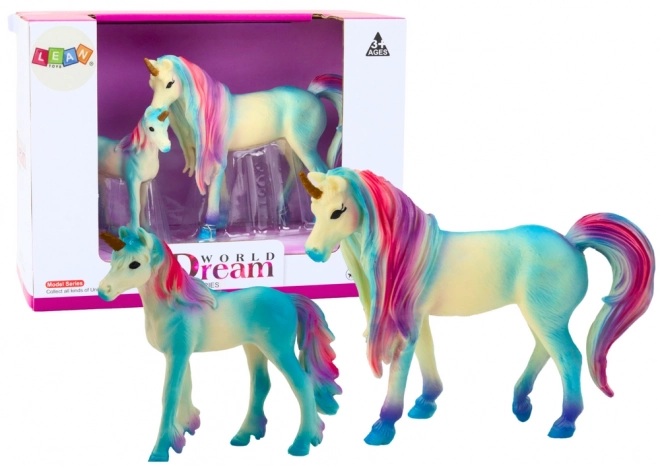 Set di due figure da collezione di unicorni blu