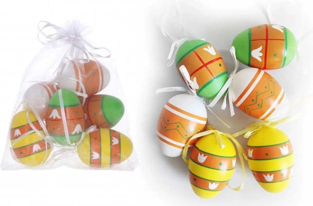 Uova decorative in plastica dipinte 6 cm