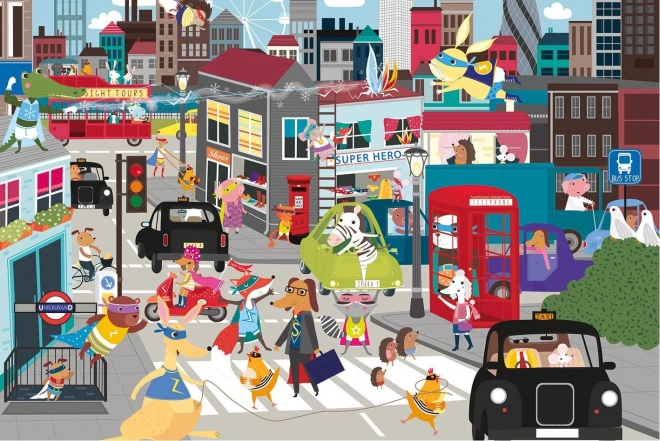 Puzzle per bambini Superhero City 36 pezzi