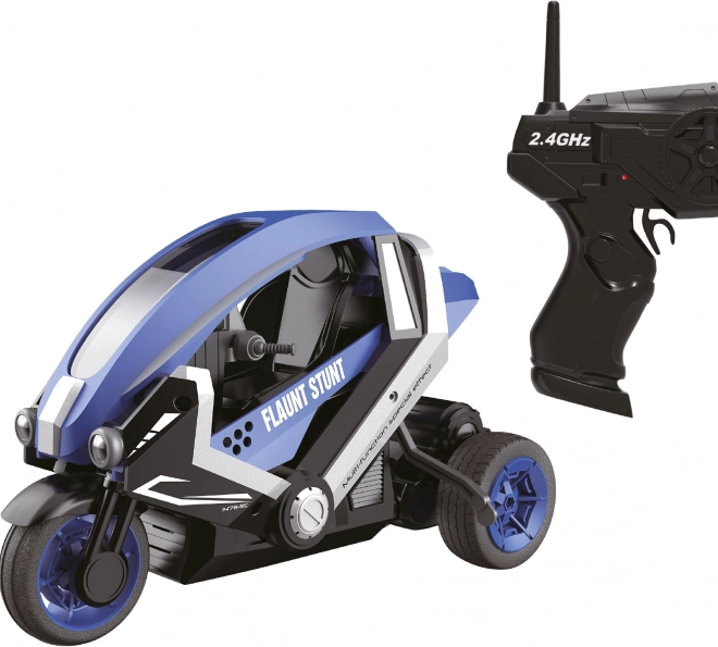 Triciclo telecomandato con acrobazie 25 cm blu