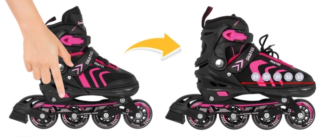 Set 4 in 1 Pattini a rotelle, rollers e pattini da ghiaccio per bambini taglia 29-33 Rosa – Rosa