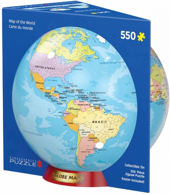 Puzzle Mappa del Mondo 550 pezzi in scatola di latta