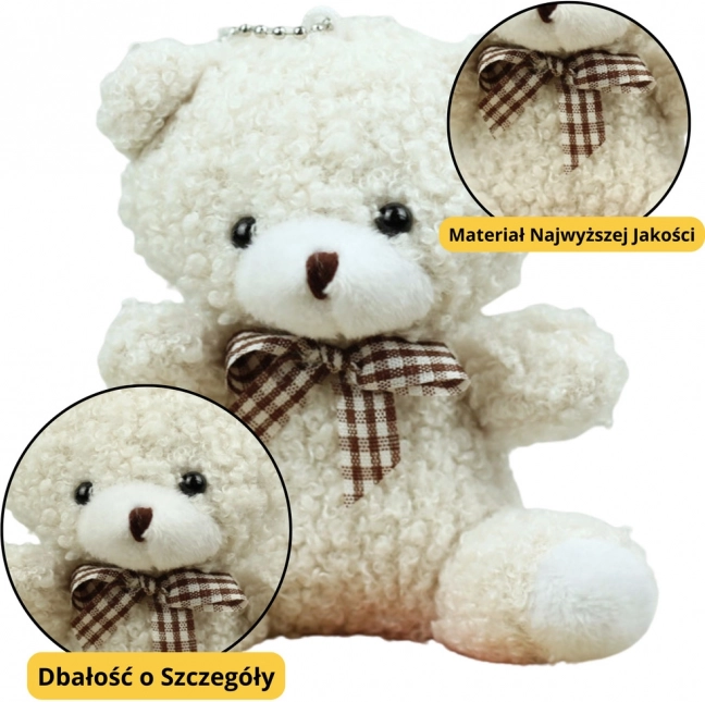 Ciondolo orsetto di peluche bianco 8 cm
