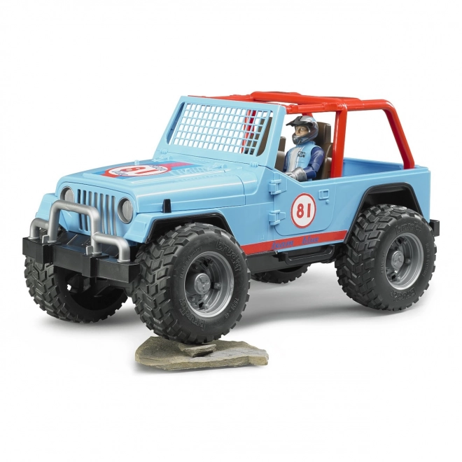 Bruder Jeep da corsa blu con pilota