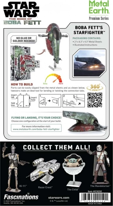 Puzzle 3D Metallico Star Wars: Nave da Caccia di Boba Fett