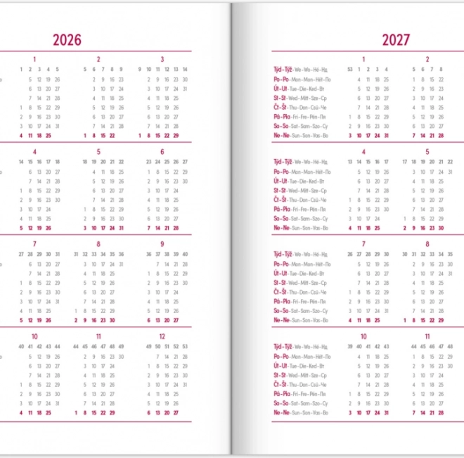 Agenda settimanale Balakon 2026, nero