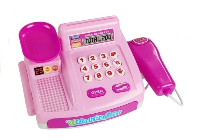 Cassa del registratore di cassa per bambini con stand di dolciumi