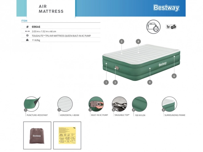 Bestway materasso gonfiabile matrimoniale con pompa integrata
