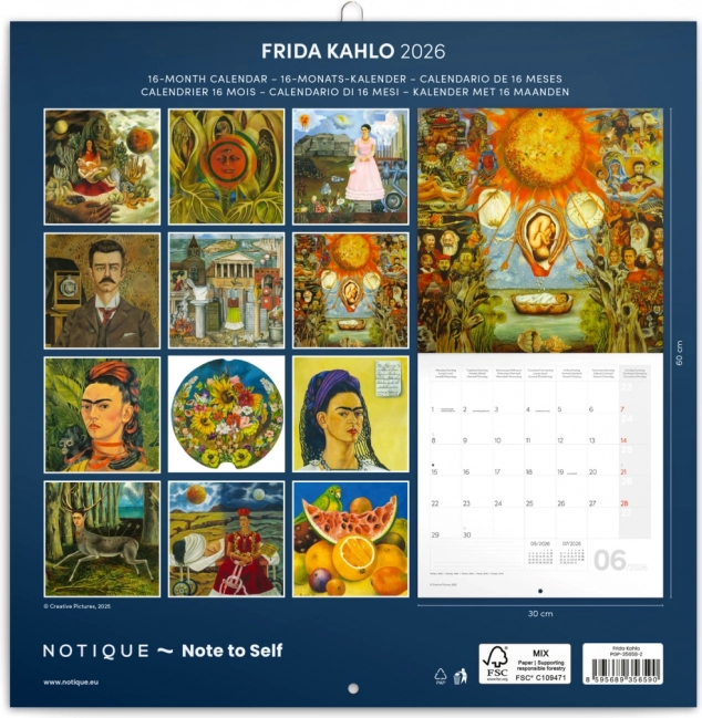 Calendario Frida Kahlo 2026 per appunti