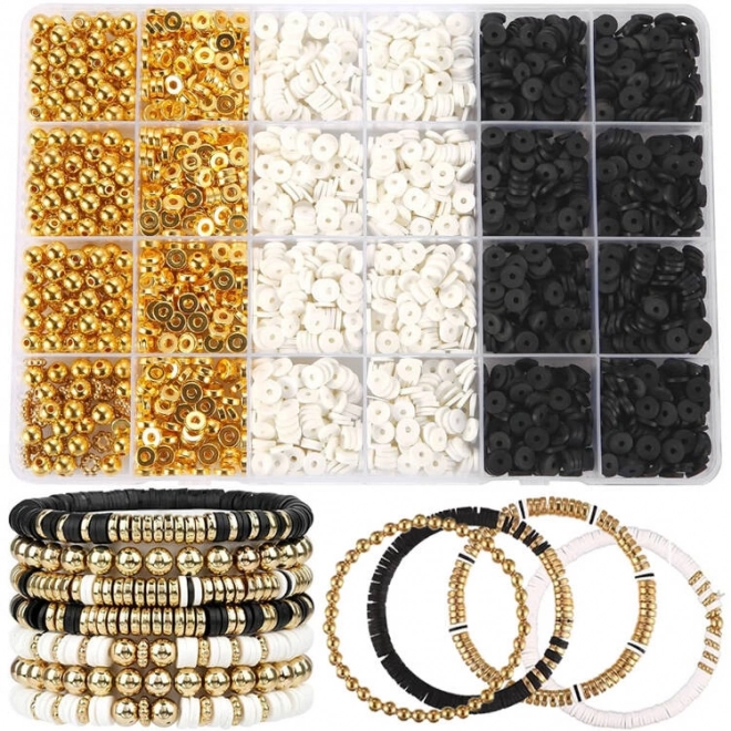 Set di Perline Amicizia Oro Nero Bianco