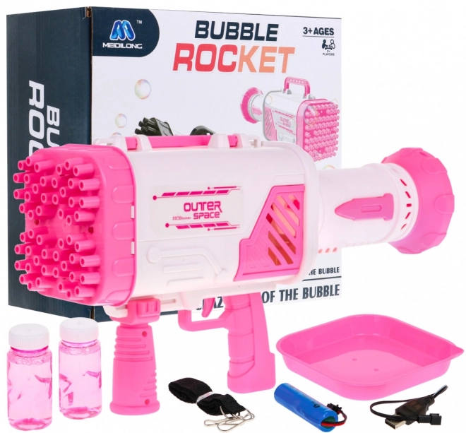 Pistola Per Bolle Di Sapone Bambini 3+ Rosa Con Ventilatore E Liquido