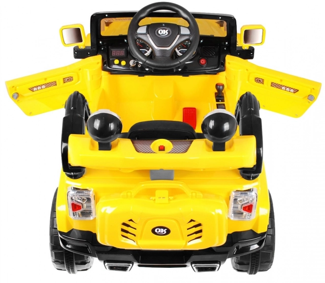 JJ auto fuoristrada a batteria per bambini giallo + Telecomando + Spazio di stoccaggio + Luci + Audio