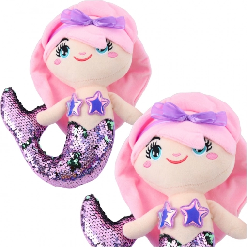 Sirenetta di peluche con coda bicolore scintillante 28 cm