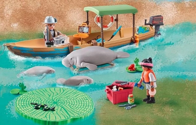 Wiltopia set di figurine 71010 Escursione in barca ai lamantini