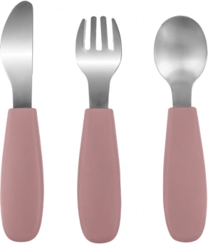 Posate per bambini in silicone, Old Pink