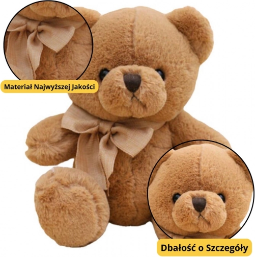 Grande orso di peluche con fiocco marrone 40 cm