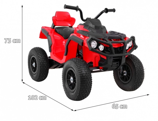 Quad elettrico per bambini Rosso + ruote gonfiabili + radio MP3 + partenza lenta