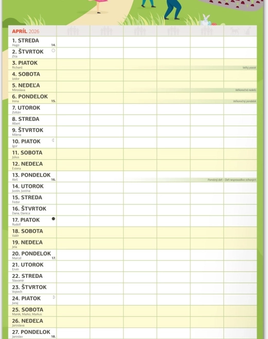 Calendario da parete Pianificatore familiare XXL 2026