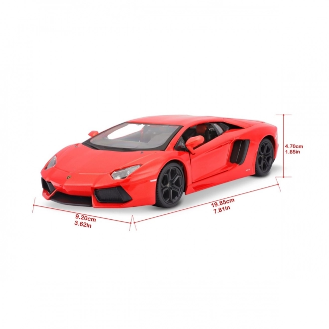 Lamborghini Aventador Coupé in metallo arancione-rosso scala 1:24