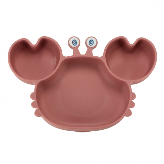 Set di stoviglie in silicone per bambini granchio 19 pezzi rosa scuro