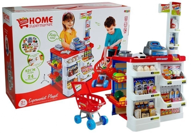 Mercato Giocattolo con Carrello e Cassa