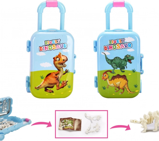 Scheletro di dinosauro in valigetta