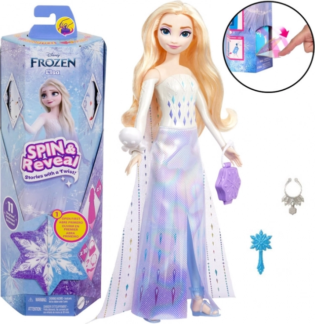 Mattel Disney Princess Frozen Spin & Reveal bambola Elsa con sorprese e accessori