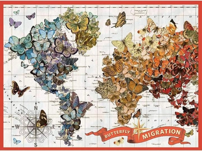 Mappa artistica del mondo fatta di farfalle