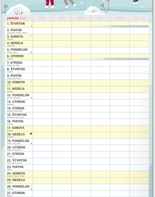 Calendario da parete Pianificatore familiare XXL 2026