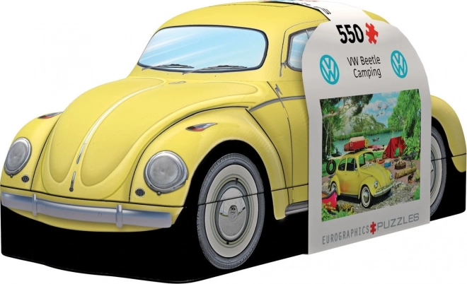 Puzzle in scatola di metallo Volkswagen Beetle al campeggio 550 pezzi