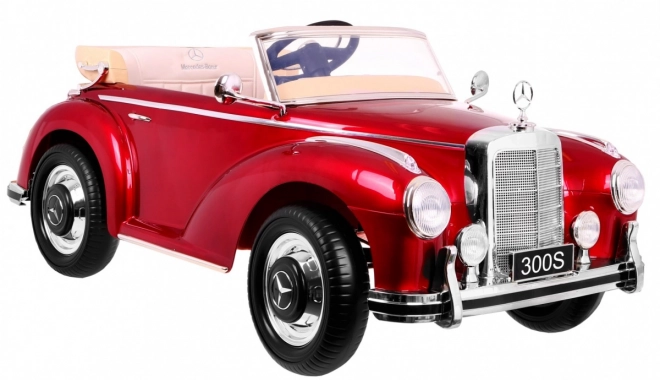 Mercedes Benz 300S Retrò per bambini Vernice rossa + telecomando + EVA + avviamento lento + LED MP3