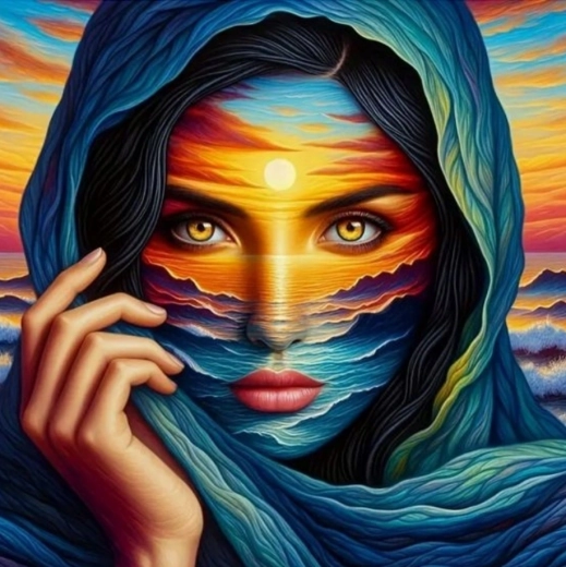 Pittura di diamanti donna nel deserto 30x40 cm