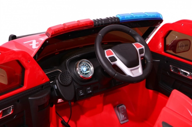 SUV dei vigili del fuoco per bambini a batteria + sirene + luci + megafono + telecomando + partenza lenta + adesivi