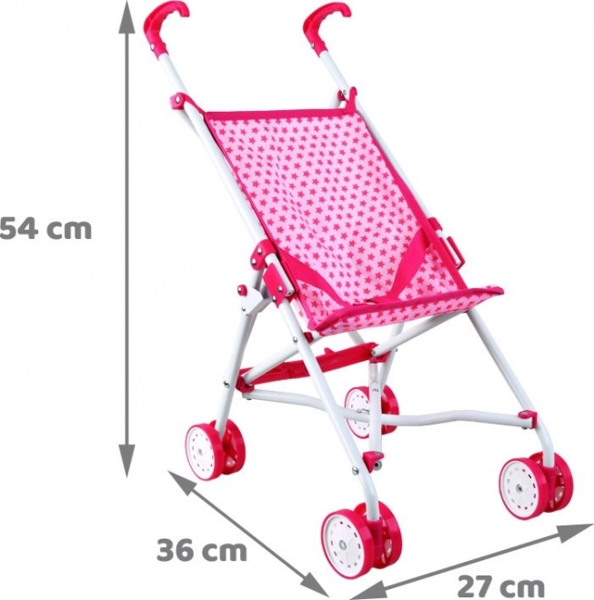 Carrello Passeggino per Bambole Rosa con Stelle