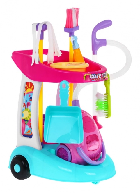 Grande Carrello delle Pulizie per Bambini 3+ con Aspirapolvere Interattivo e Accessori