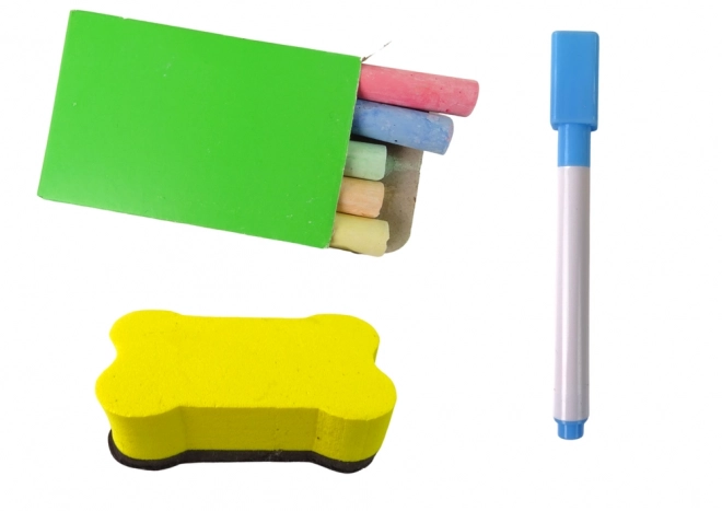 Lavagna a doppia faccia in legno Magnetica e per Gessetto con Accessori