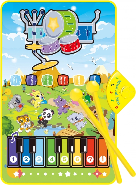 Woopie Tappeto Musicale Animali Interattivo Pianoforte e Batteria 2in1