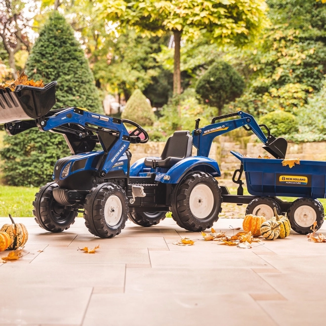 Trattore New Holland con rimorchio blu per bambini dai 3 anni