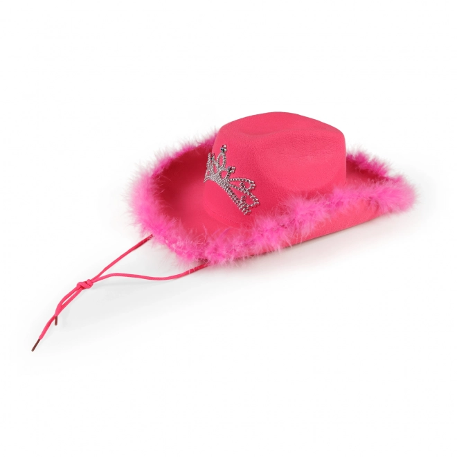 Cappello da cowgirl rosa con corona