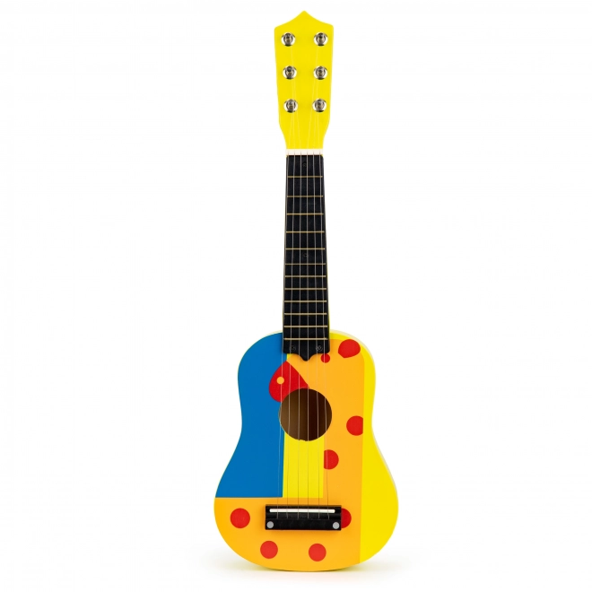 Chitarra per bambini in legno con corde metalliche e plettro - gialla ECOTOYS