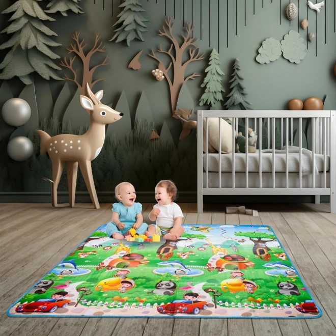 Tappeto educativo pieghevole a doppia faccia mondo marino 190 x 170 cm
