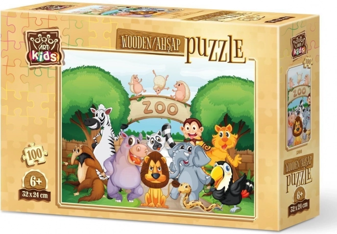 Puzzle in legno Benvenuti allo ZOO 100 pezzi