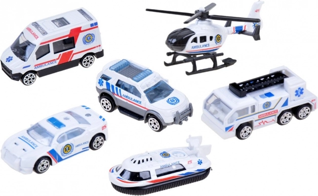 Set realistico di veicoli di soccorso