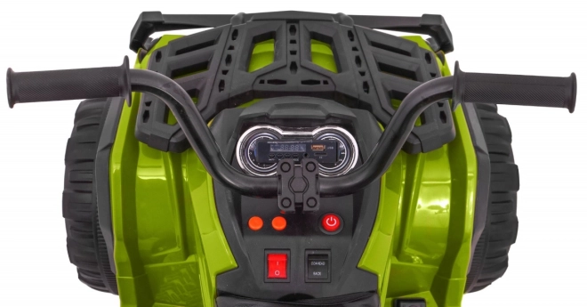 Quad per bambini a batteria verde + ruote in EVA + radio MP3 + LED + avvio lento