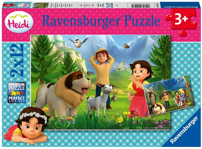 Puzzle Heidi: tempo insieme sulle montagne - 2x12 pezzi