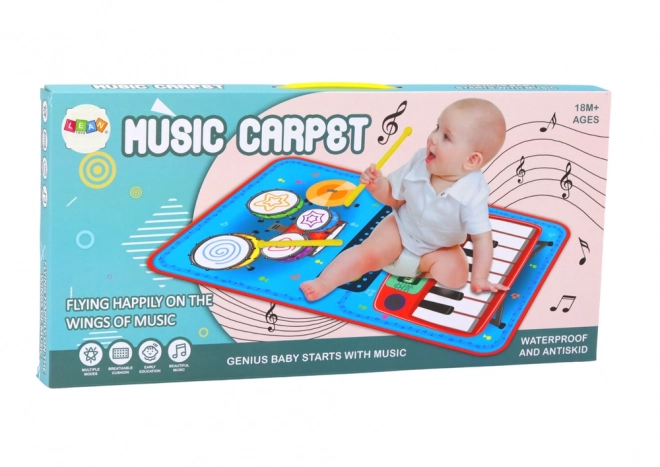 Tappeto musicale interattivo 2 in 1 con batteria e pianola