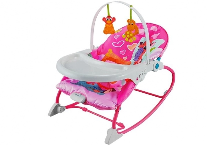 Culla Dondolo Sedia a Sdraio per Bambini 2 in 1 Rosa