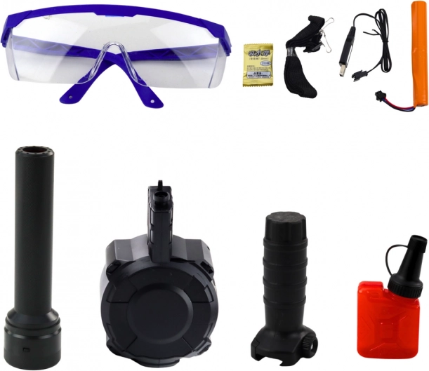 Carabina a palline d'acqua con accessori e occhiali protettivi