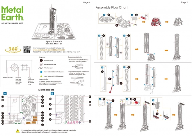 Puzzle 3D Metal Earth razzo Apollo Saturn V